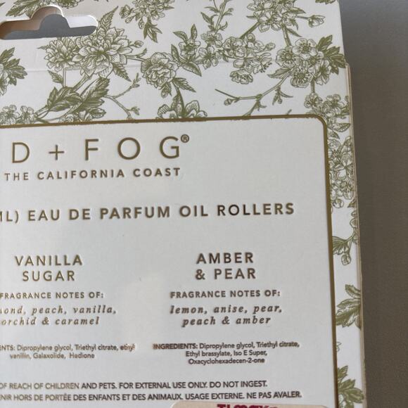 Sand + Fog Eau de Parfum Oil Roller Bloom Vanilla Sugar Amber & Pear Set of 3 - Picture 5 of 5